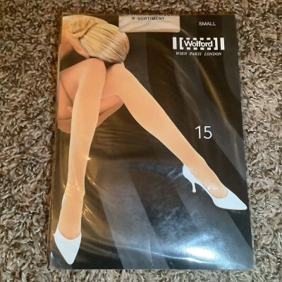 Wolford 15 tights, transparent & matt, color marmor, size: S